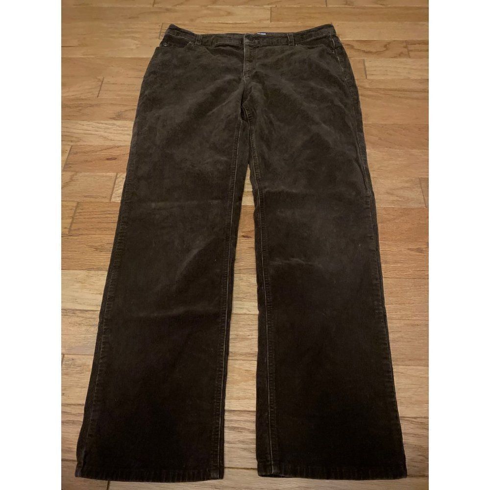 Charter Club, women's brown corduroy straight leg mid - rise cotton pants, sz 14